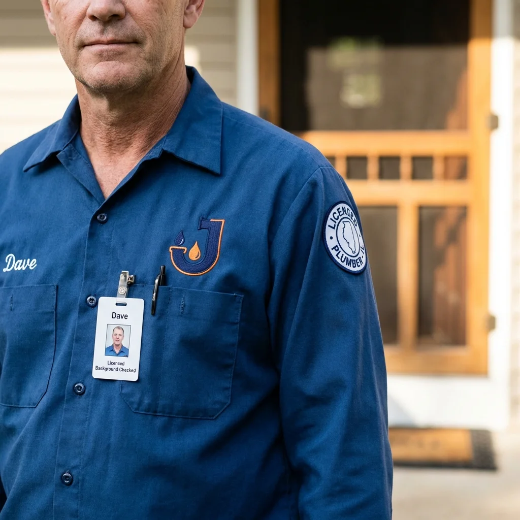 Licensed plumber showing ID badge in Tahoe Vista, CA