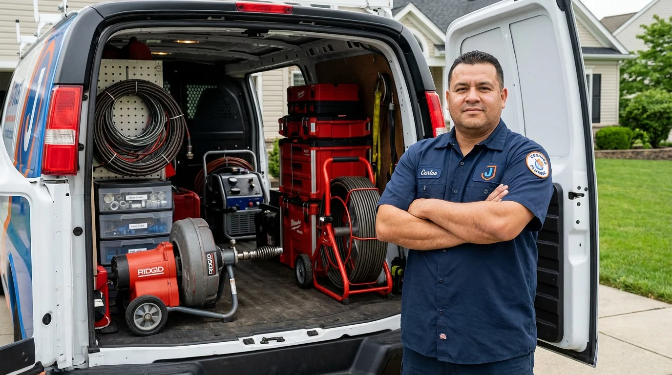 Professional drain cleaning equipment and Johns Plumbing LLC plumber in Tahoe Vista