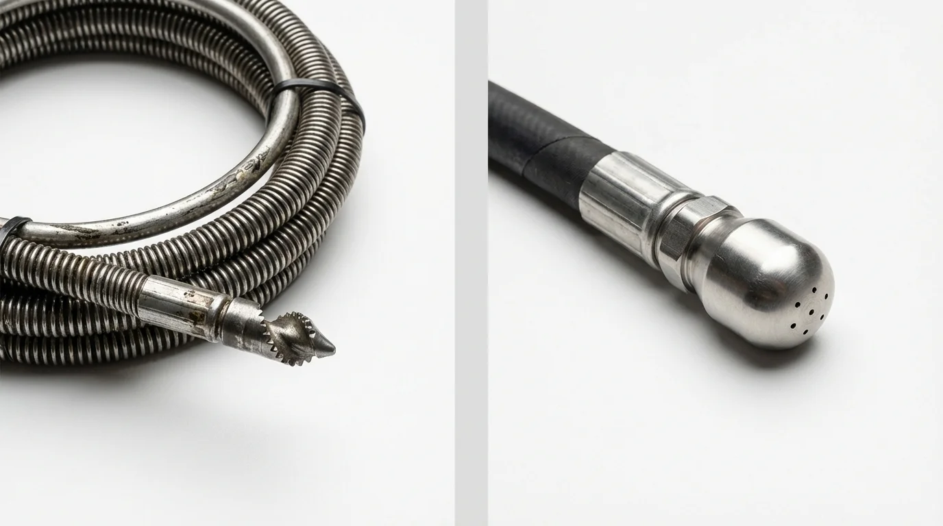 Drain snake cable and hydro jetting nozzle used for drain cleaning in Tahoe Vista, CA